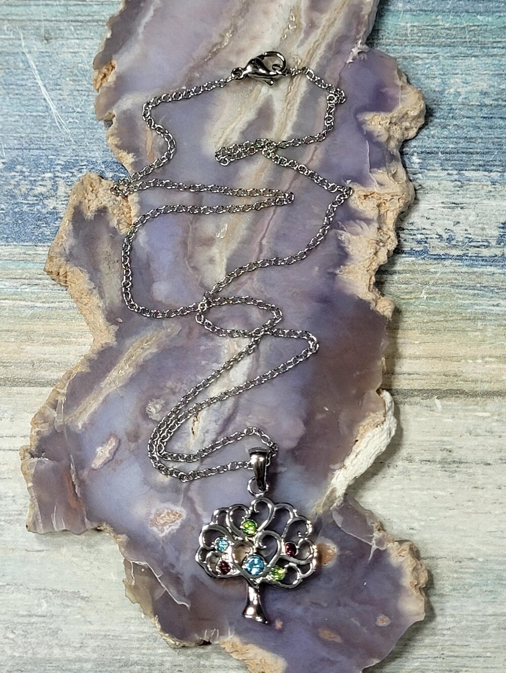 Hallmark Silver Tree of Life Pendant Necklace with Multicolor Rhinestones